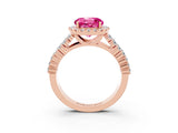 Rose gold Round Cut Halo Pavé Diamond Engagement Ring with Split Shank and Four-Prong Setting_3