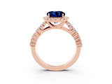 Rose gold Round Cut Halo Pavé Diamond Engagement Ring with Split Shank and Four-Prong Setting_3