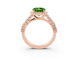 Rose gold Round Cut Halo Pavé Diamond Engagement Ring with Split Shank and Four-Prong Setting_3