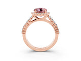Rose gold Round Cut Halo Pavé Diamond Engagement Ring with Split Shank and Four-Prong Setting_3