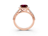 Rose gold Round Cut Halo Pavé Diamond Engagement Ring with Split Shank and Four-Prong Setting_3