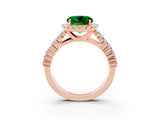 Rose gold Round Cut Halo Pavé Diamond Engagement Ring with Split Shank and Four-Prong Setting_3