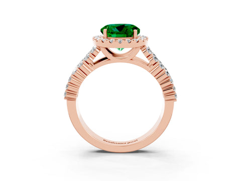 Rose gold Round Cut Halo Pavé Diamond Engagement Ring with Split Shank and Four-Prong Setting_3