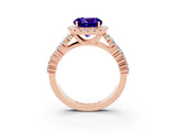 Rose gold Round Cut Halo Pavé Diamond Engagement Ring with Split Shank and Four-Prong Setting_3