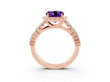 Rose gold Round Cut Halo Pavé Diamond Engagement Ring with Split Shank and Four-Prong Setting_3