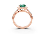 Rose gold Round Cut Halo Pavé Diamond Engagement Ring with Split Shank and Four-Prong Setting_3
