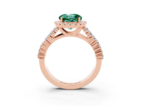 Rose gold Round Cut Halo Pavé Diamond Engagement Ring with Split Shank and Four-Prong Setting_3