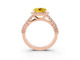 Rose gold Round Cut Halo Pavé Diamond Engagement Ring with Split Shank and Four-Prong Setting_3