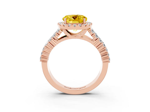 Rose gold Round Cut Halo Pavé Diamond Engagement Ring with Split Shank and Four-Prong Setting_3
