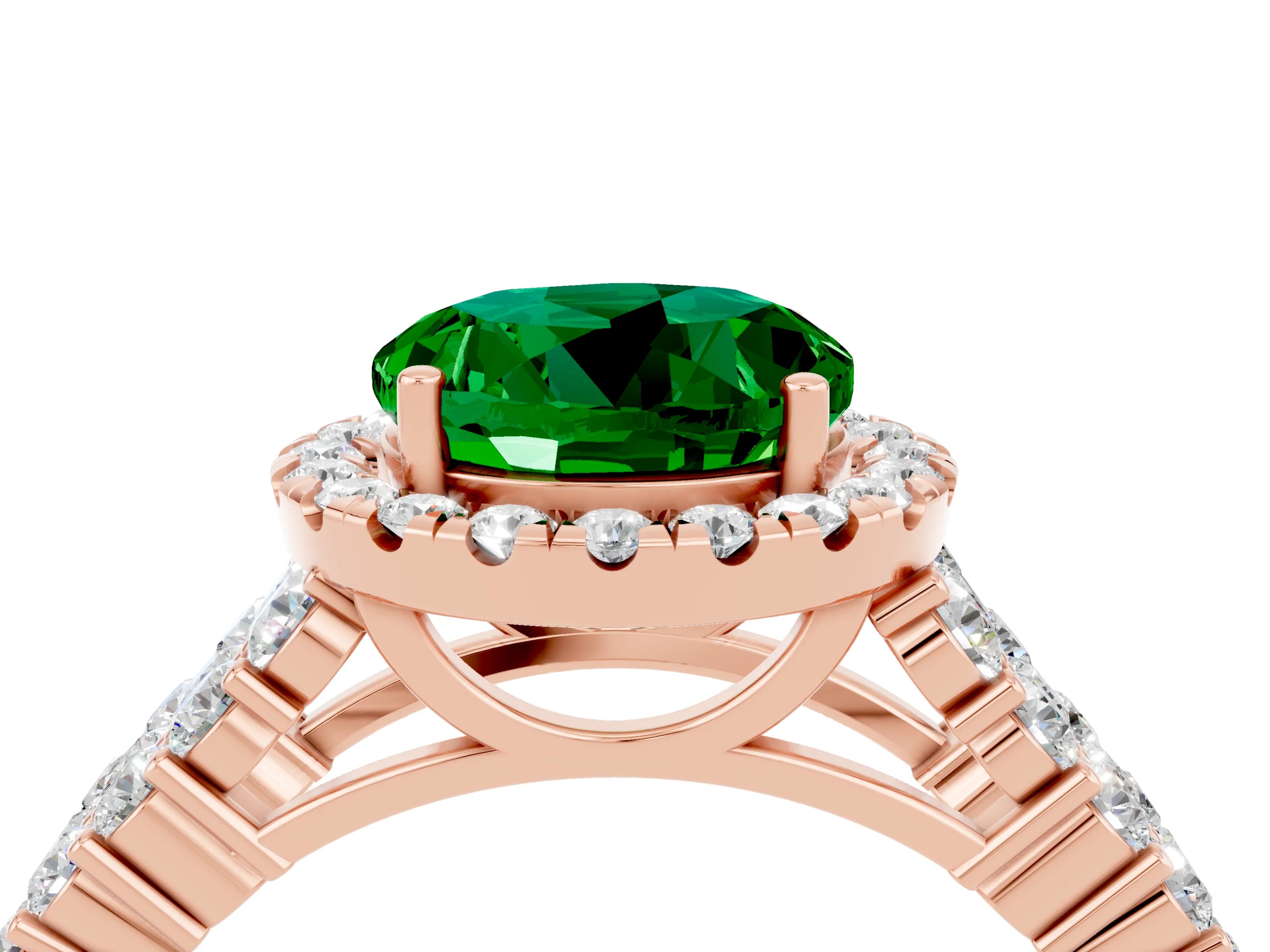 Rose gold Round Cut Halo Pavé Diamond Engagement Ring with Split Shank and Four-Prong Setting_4