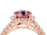 Rose gold Round Cut Halo Pavé Diamond Engagement Ring with Split Shank and Four-Prong Setting_4