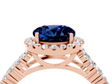 Rose gold Round Cut Halo Pavé Diamond Engagement Ring with Split Shank and Four-Prong Setting_4