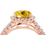 Rose gold Round Cut Halo Pavé Diamond Engagement Ring with Split Shank and Four-Prong Setting_4