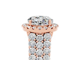 Rose gold Round Cut Halo Pavé Diamond Engagement Ring with Split Shank and Four-Prong Setting_5