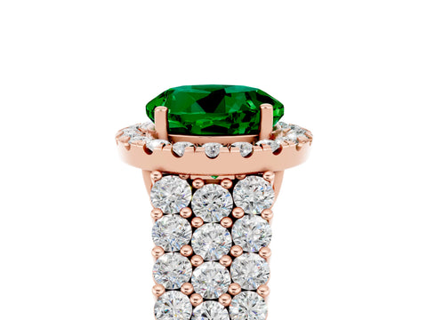 Rose gold Round Cut Halo Pavé Diamond Engagement Ring with Split Shank and Four-Prong Setting_5