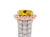 Rose gold Round Cut Halo Pavé Diamond Engagement Ring with Split Shank and Four-Prong Setting_5