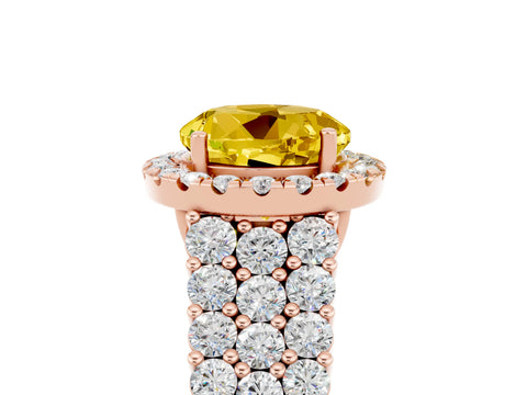 Rose gold Round Cut Halo Pavé Diamond Engagement Ring with Split Shank and Four-Prong Setting_5