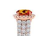 Rose gold Round Cut Halo Pavé Diamond Engagement Ring with Split Shank and Four-Prong Setting_5
