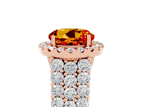Rose gold Round Cut Halo Pavé Diamond Engagement Ring with Split Shank and Four-Prong Setting_5