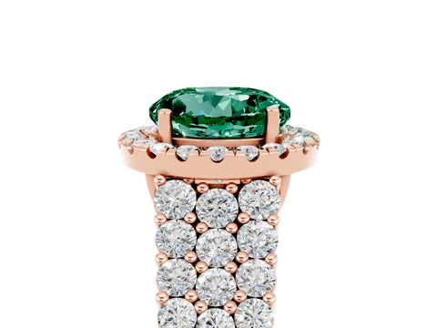Rose gold Round Cut Halo Pavé Diamond Engagement Ring with Split Shank and Four-Prong Setting_5