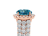 Rose gold Round Cut Halo Pavé Diamond Engagement Ring with Split Shank and Four-Prong Setting_5