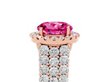 Rose gold Round Cut Halo Pavé Diamond Engagement Ring with Split Shank and Four-Prong Setting_5
