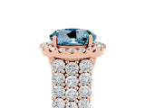 Rose gold Round Cut Halo Pavé Diamond Engagement Ring with Split Shank and Four-Prong Setting_5