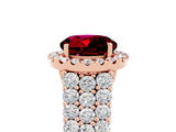 Rose gold Round Cut Halo Pavé Diamond Engagement Ring with Split Shank and Four-Prong Setting_5