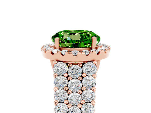 Rose gold Round Cut Halo Pavé Diamond Engagement Ring with Split Shank and Four-Prong Setting_5