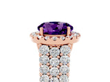 Rose gold Round Cut Halo Pavé Diamond Engagement Ring with Split Shank and Four-Prong Setting_5