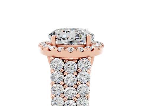Rose gold Round Cut Halo Pavé Diamond Engagement Ring with Split Shank and Four-Prong Setting_5