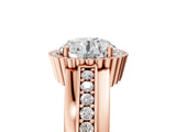 Rose gold Round Cut Halo Pave Band Four-Prong Ring_63