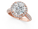 Rose gold Round Cut Halo Pave Band Four-Prong Setting Ring_37