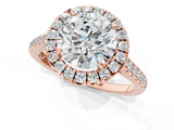 Rose gold Round Cut Halo Pave Diamond Engagement Ring with Four-Prong Setting_4