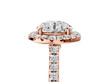 Rose gold Round Cut Halo Pave Diamond Engagement Ring with Four-Prong Setting_8