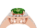 Rose gold Round Cut Halo Peridot Ring with Split Shank and Four-Prong Setting_4