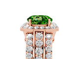Rose gold Round Cut Halo Peridot Ring with Split Shank and Four-Prong Setting_5
