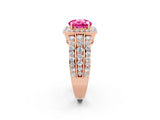 Rose gold Round Cut Halo Pink Sapphire Ring with Split Shank and Four-Prong Setting_26