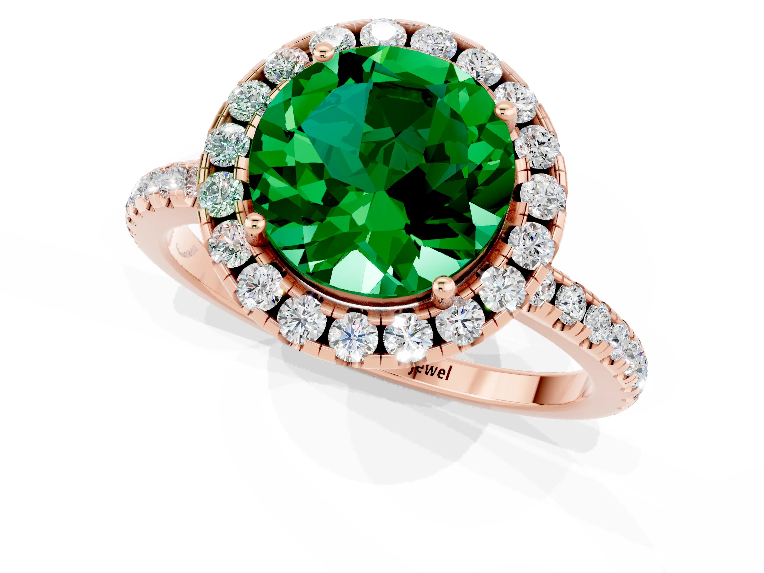 Rose gold Round Cut Halo Round Diamond Pavé Band Four-Prong Ring_1
