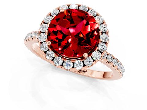 Rose gold Round Cut Halo Round Diamond Pavé Band Four-Prong Ring_1