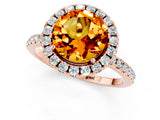 Rose gold Round Cut Halo Round Diamond Pavé Band Four-Prong Ring_1