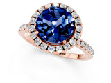 Rose gold Round Cut Halo Round Diamond Pavé Band Four-Prong Ring_1