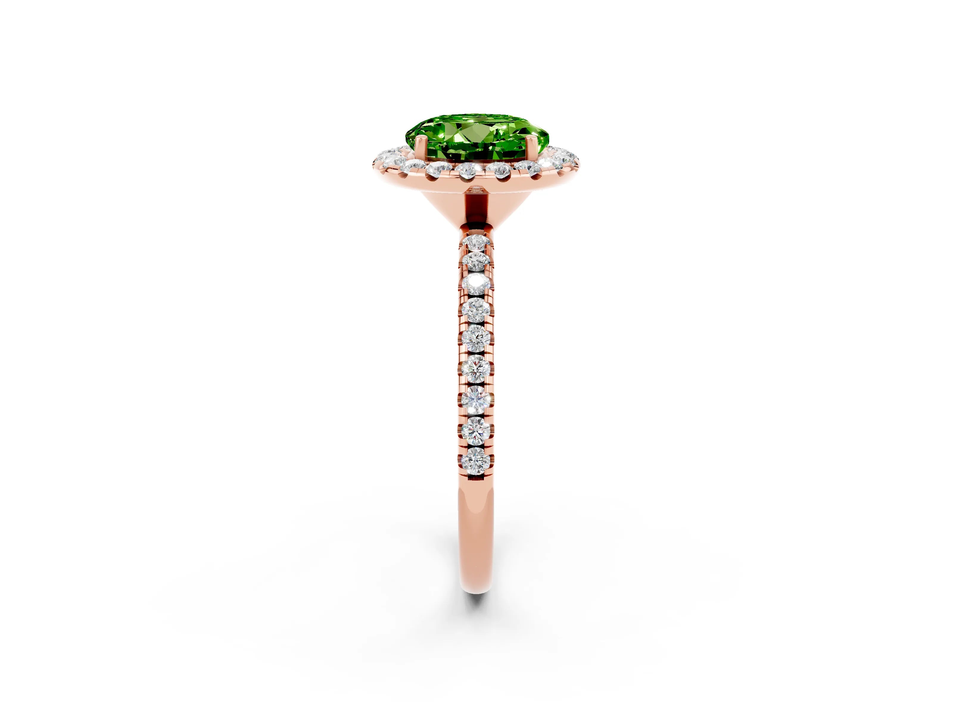 Rose gold Round Cut Halo Round Diamond Pavé Band Four-Prong Ring_2