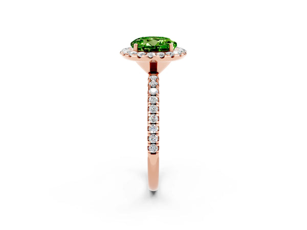 Rose gold Round Cut Halo Round Diamond Pavé Band Four-Prong Ring