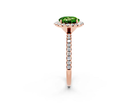 Rose gold Round Cut Halo Round Diamond Pavé Band Four-Prong Ring_2