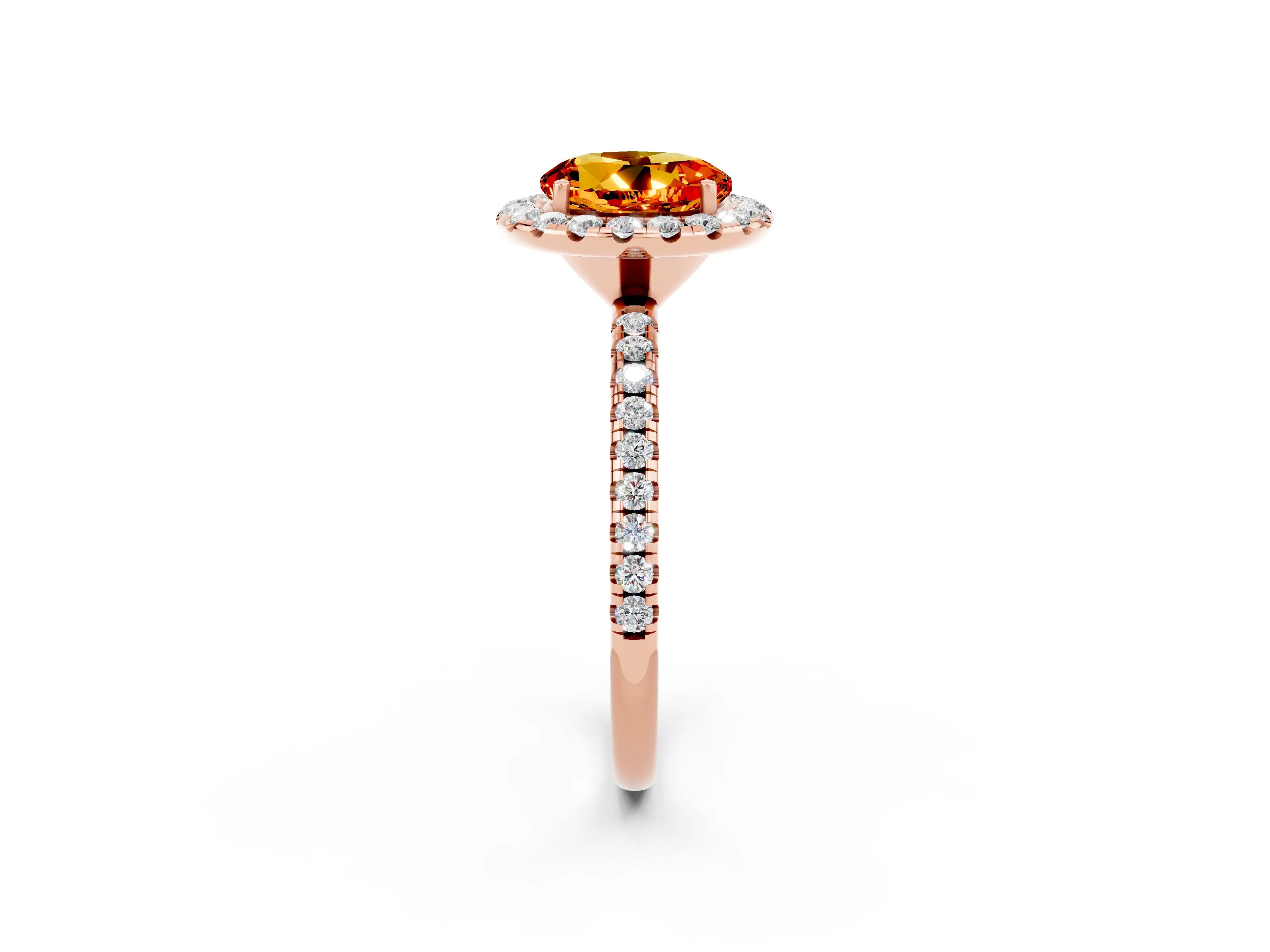 Rose gold Round Cut Halo Round Diamond Pavé Band Four-Prong Ring_2