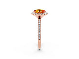 Rose gold Round Cut Halo Round Diamond Pavé Band Four-Prong Ring_2