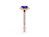 Rose gold Round Cut Halo Round Diamond Pavé Band Four-Prong Ring_2