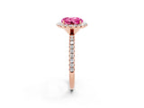 Rose gold Round Cut Halo Round Diamond Pavé Band Four-Prong Ring_2