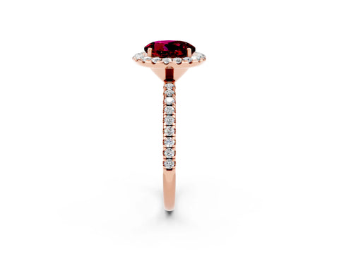 Rose gold Round Cut Halo Round Diamond Pavé Band Four-Prong Ring_2